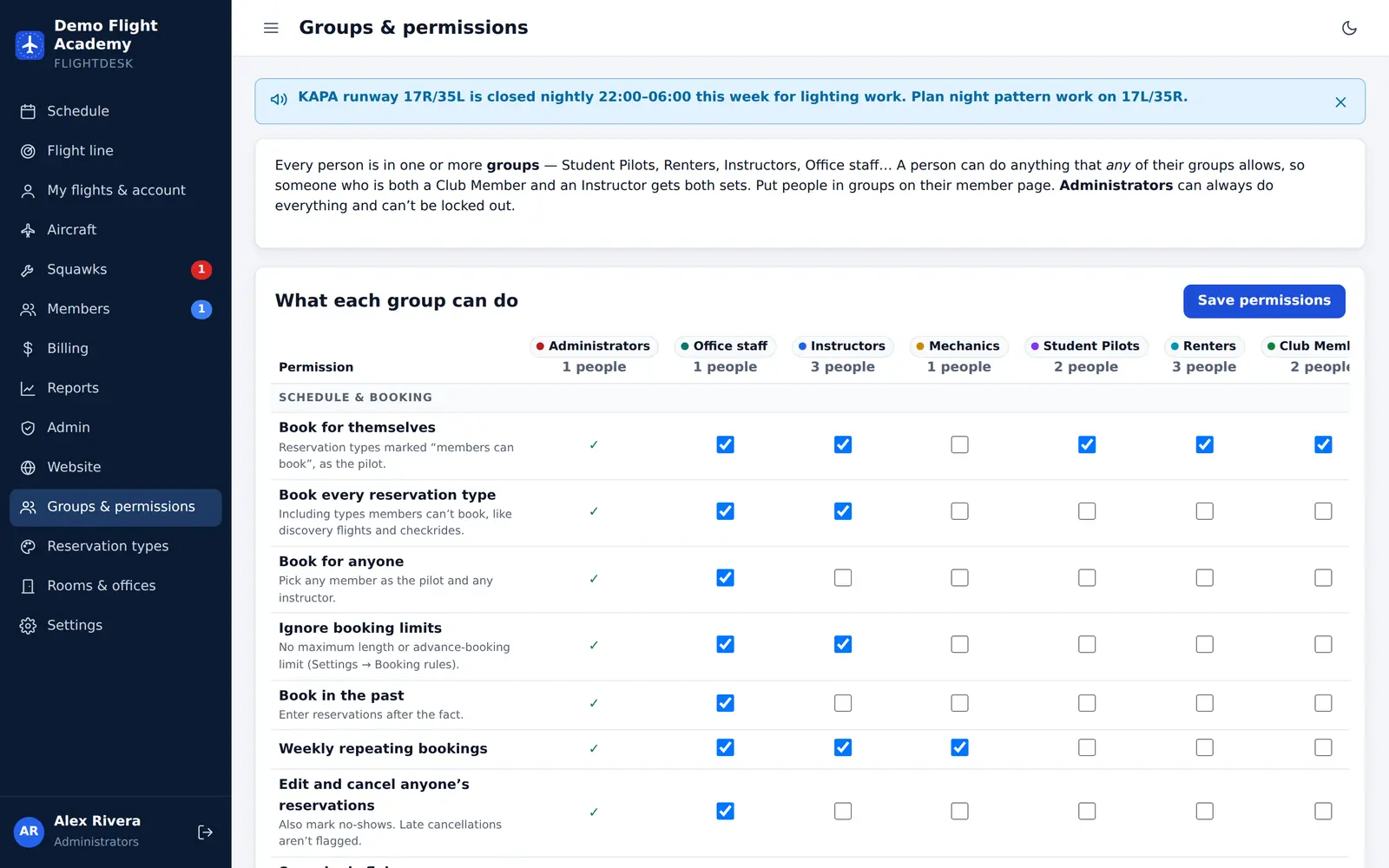 Groups & permissions